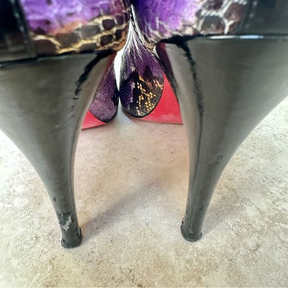 J Renee Luxe Colorful Snakeskin Peep Toe Heels Pumps with Red Bottoms Size 9 - Picture 9 of 10